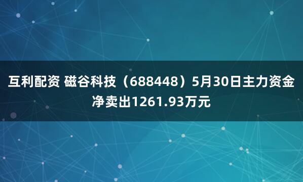 互利配资 磁谷科技（688448）5月30日主力资金净卖出1261.93万元