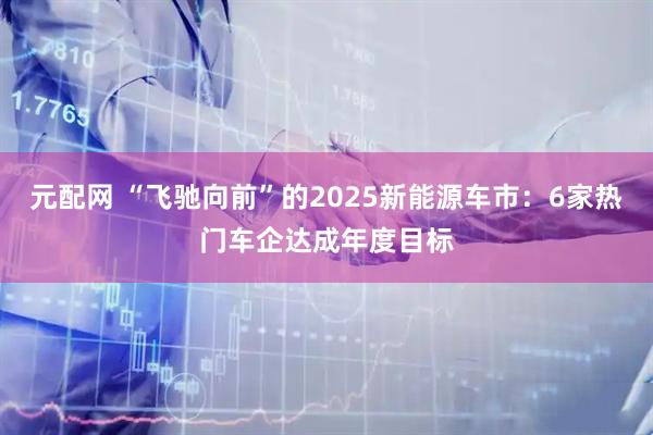 元配网 “飞驰向前”的2025新能源车市：6家热门车企达成年度目标